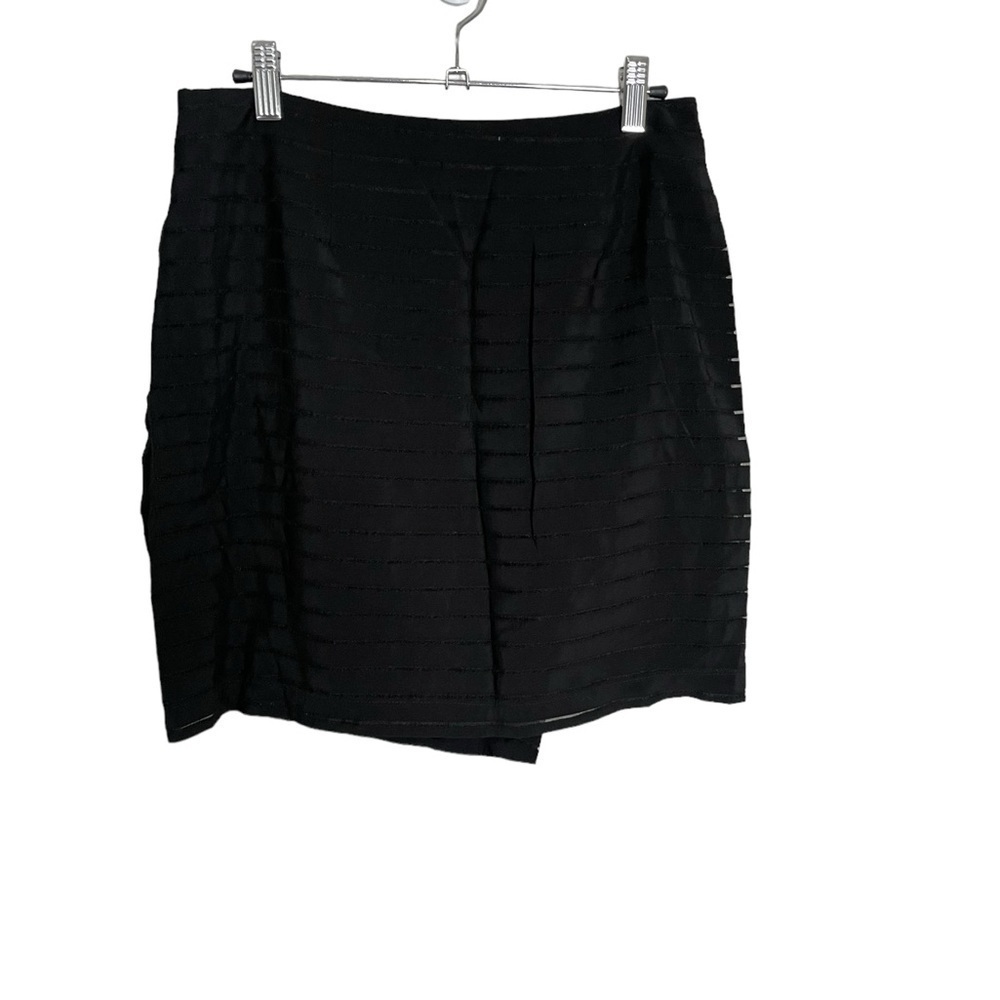 Barney’s New York Black Stripe Wrap Skirt Minimalistic